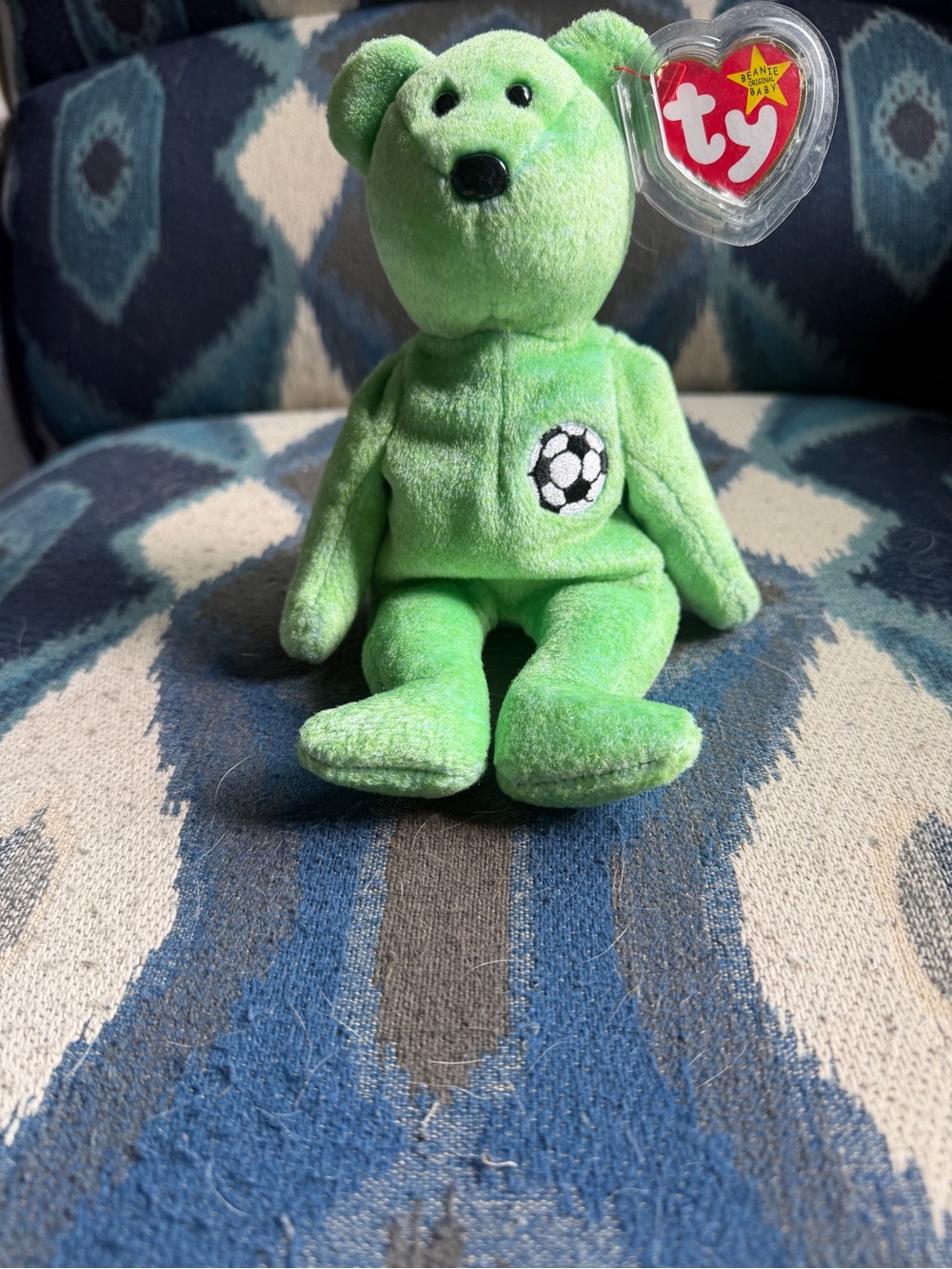 Ty Green Soccer Patch Bear Plush